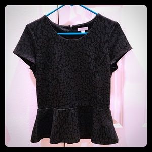 NY&Co Dark Gray Subtle Leopard Print Peplum Top